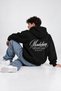Unisex Women's and Men's Owners Club Design Text Printed Oversize 3 Thread Hooded Sweatshirt - 5