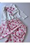 Girl's Heart Patterned Checkered Gabardine Trousers & Long Sleeve Blouse Set - 5