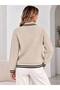 Polo Collar Stripe Detailed Knitted Women's Sweater - 3