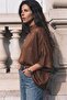 Batwing Sleeve Blouse - Light Brown - 2