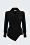 Stripe Patterned Double Breasted Blouse - Black - 2