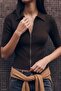 Short Sleeve Zippered Knitwear - Brown - 2