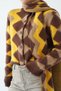 Women's Camel Crew Neck Scarf Knitwear Cardigan - 2