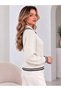 Polo Collar Stripe Detailed Knitted Women's Sweater - 3