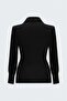 Stripe Patterned Double Breasted Blouse - Black - 4