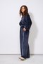 Soft Textured Pants with Contrast Strip Detail and Elastic Waist in Navy Blue - 3