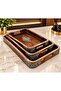 Walnut Wood 3-Piece Tray Set Metal Engraved Presentation Trays