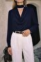 Degaje Collar Blouse - Navy Blue - 3