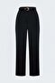 Satin Classic Trousers with Belt Detail - Black - 2