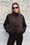 Satin Bomber Jacket - Brown - 2