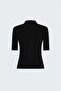 Short Sleeve Zippered Knitwear - Black - 6