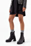 Women's Round Toe Zippered Stitched Detailed Thick Heeled Boots Merisin Black - 2