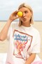 Women's Oversized T-Shirt Salty&Sunkissed Printed White – Crew Neck, 100% Cotton Compact Single Jersey 24/1