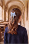 Stone-Embellished Bowknot Beaded Dangle Clip Buckle Blue