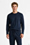 Men's Navy Blue Regular Fit Long Sleeve T-Shirt