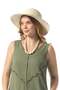 Sleeveless Çeşme Crew Neck Authentic Double Pocket Midi Length Poplin Summer Dress Khaki Hk - 3