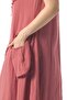 Sleeveless Çeşme Crew Neck Authentic Double Pocket Midi Length Poplin Summer Dress Dusty Rose Gkrs - 5