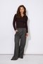 Polo Collar Zippered Terry Knit Sweater Brown - 2