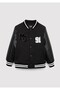 Boy's Black Mj Logo Bomber Black Jacket - 4