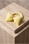 Gingham Fluffy Bow Rubber Buckle Yellow - 2