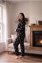 Suede Fabric Front Buttoned Plus Size Women's Pajama Set 2800 - 4