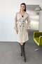 Women's Double-Breasted Collar Belted Long Trench Coat Stone - 27K 4058