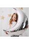 Pink Purple Girl's Space Astronaut Concept 1-Year-Old Balloon Set - 11 Piece Girl's Space Concept Birthday Set - Astronaut, Rocket, Ufo Foil Balloon - 3