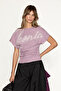 Wold Women's Printed Low-Sleeve T-Shirt with Drawstring Detail in Lilac - 4