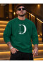 Men's Letter D and Danish Calligraphy Detailed Crew Neck Casual Regular Fit Sweatshirt