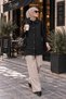 Women's Quilted Long Length Hijab Vest with Snap Pockets and Drawstring Waist - 5