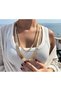 Trend Brand Zr Model 2-Piece Gold Long Pendant and Zircon Stone Detailed Necklace Set / Can Be Used Separately - 4