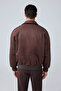 Men's Oversize Bomber Suede Jacket Light Brown 4343Dngr - 6