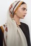 Embroidered floss viscose shawl - orange - 6