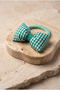 Gingham Fluffy Bow Rubber Buckle Green - 3