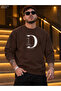 Men's Letter D and Danish Calligraphy Detailed Crew Neck Casual Regular Fit Sweatshirt