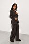 Women's Brown Stripe Detailed Trousers - 3