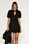 Calassa Women's Watermelon Sleeve Collar Detailed Mini Black Dress - 3