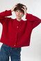 Buttoned knit cardigan red