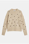 Women's Stone Color 4W6-57 Special Design Knitwear Sweater with Sequin Detail - 3