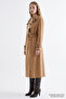 Suede Belted Lined Padded Regular Trench Coat - 5