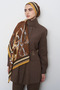 Chain pattern floss viscose shawl - brown - 3