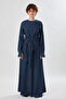 Tie-Front Denim Blouse Dark Blue