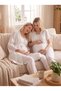 New Season 4 Seasonal Fisto Linen Maternity Pajama Set with Dressing Gown - 3