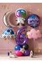 Pink Purple Girl's Space Astronaut Concept 1-Year-Old Balloon Set - 11 Piece Girl's Space Concept Birthday Set - Astronaut, Rocket, Ufo Foil Balloon