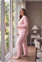 Suede Fabric Front Buttoned Plus Size Women's Pajama Set 2800 - 4