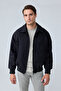 Men's Oversize Bomber Suede Jacket Black 4343Dngr