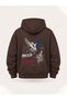 Unisex Men's and Women's No Surrender Design Text Printed Oversize 3 Thread Hooded Sweatshirt