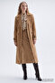 Suede Belted Lined Padded Regular Trench Coat - 3