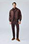 Men's Oversize Bomber Suede Jacket Light Brown 4343Dngr - 4