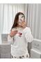 Ecru Sleepy Bear Patterned Crew Neck Pajama Set - 2